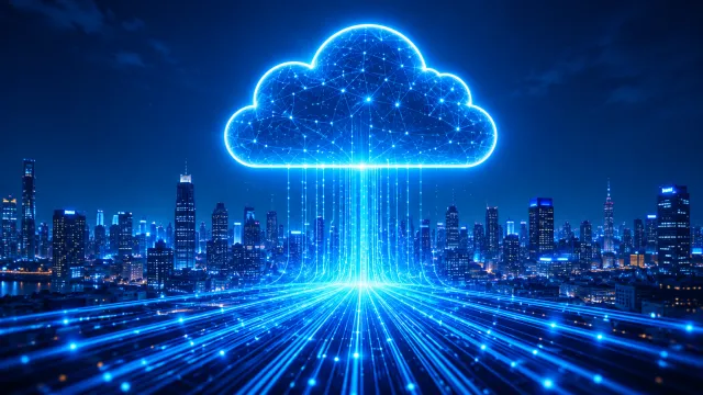 Cloud infrastructure illustration with connected systems