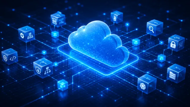 Technology platform illustration showing connected digital tools