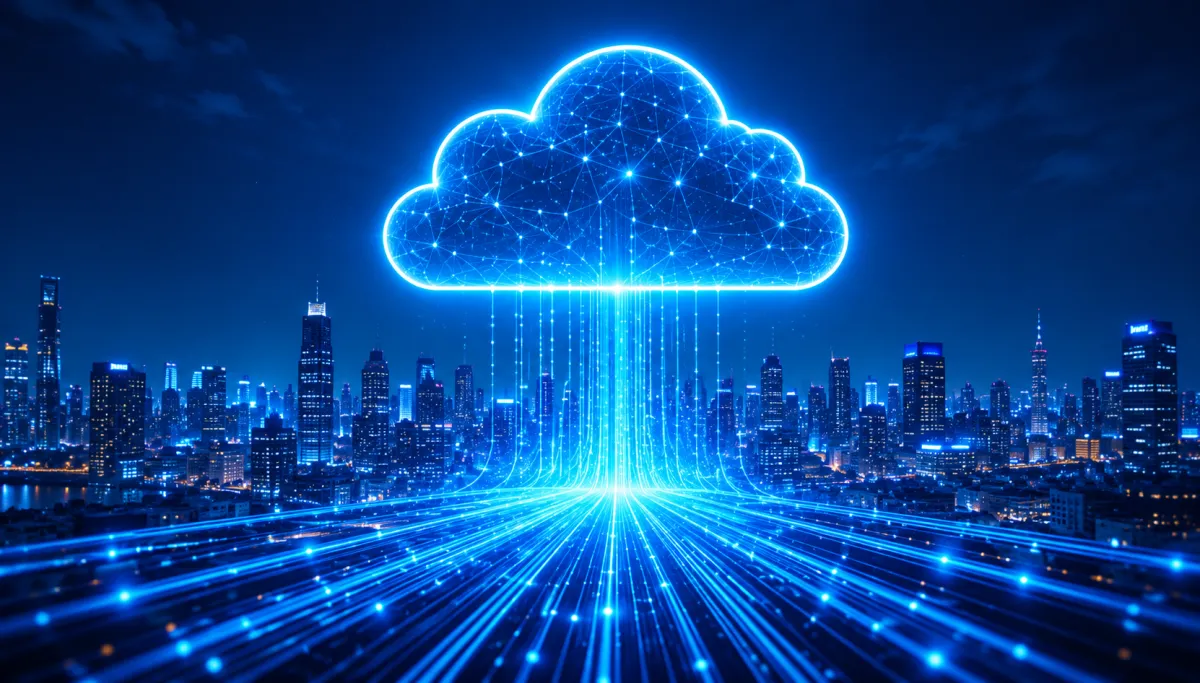 Cloud infrastructure illustration with connected systems