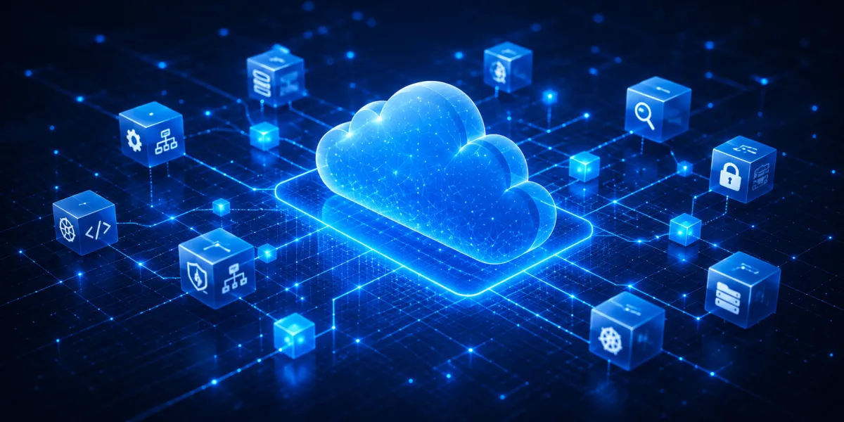 Technology platform illustration showing connected digital tools